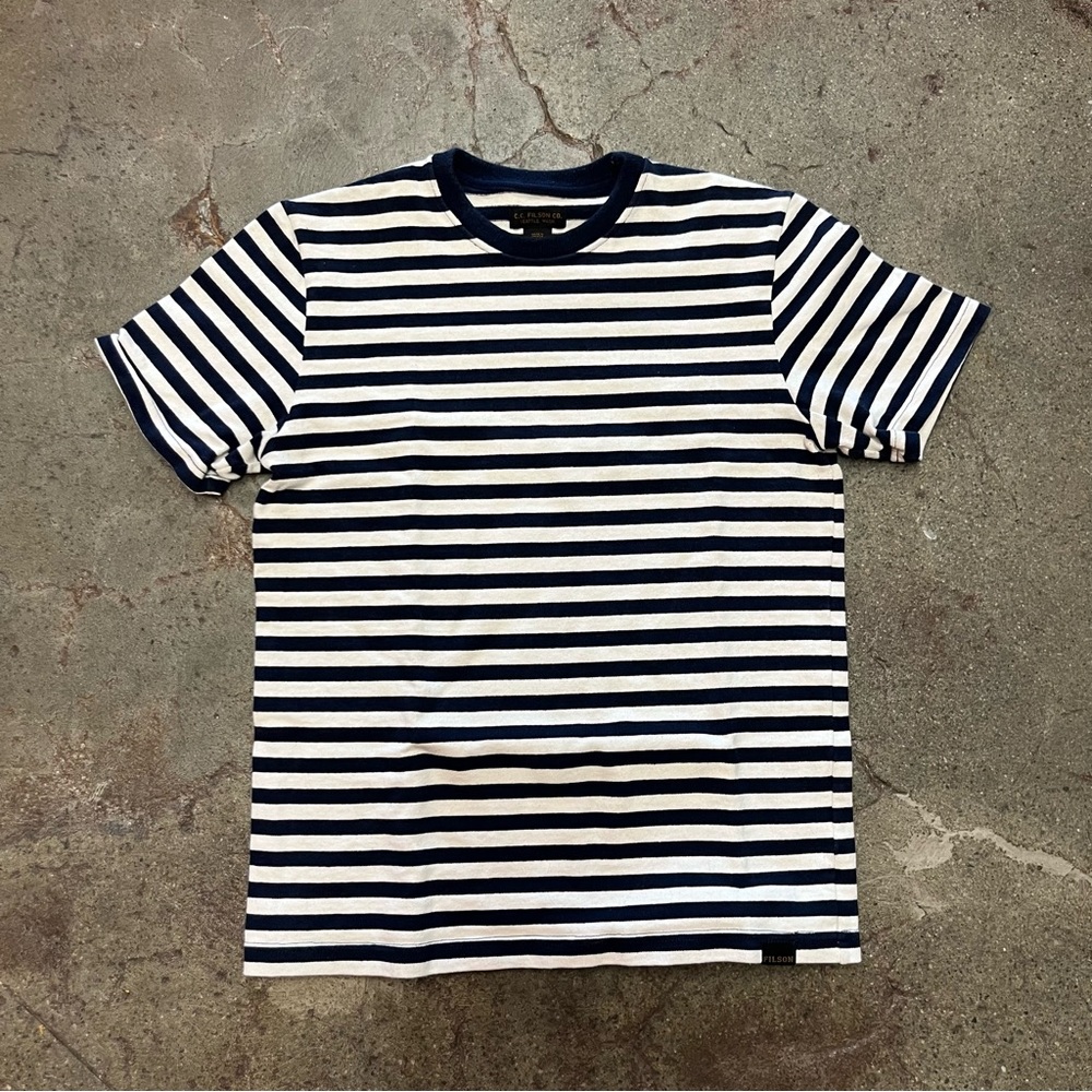 Filson Navy and White Striped Short Sleeve Tee